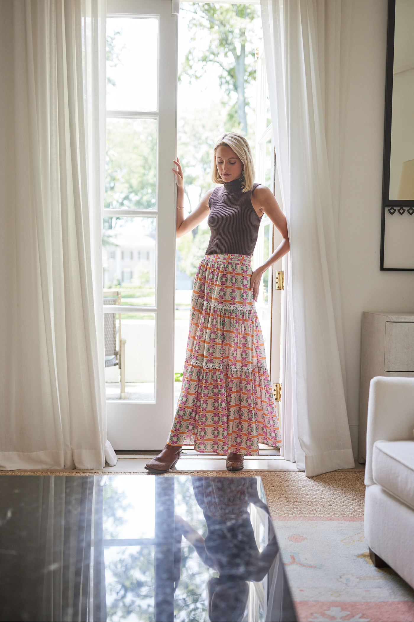 Brooks Avenue - Triple Tiered Maxi Skirt - Begonia