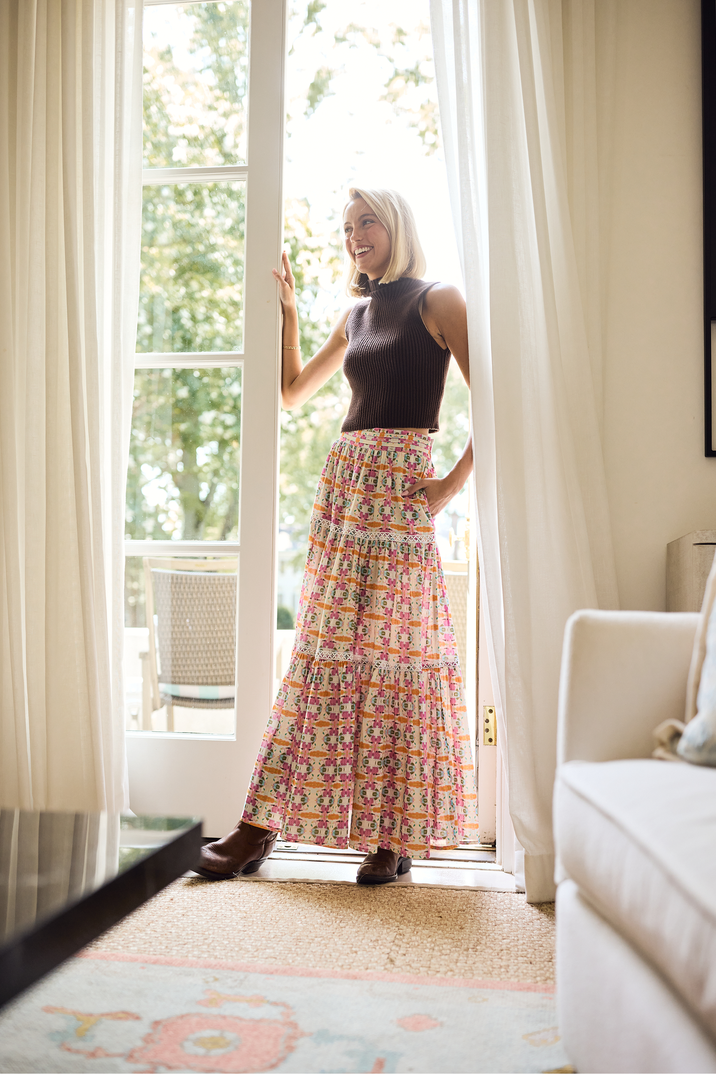 Brooks Avenue - Triple Tiered Maxi Skirt - Begonia