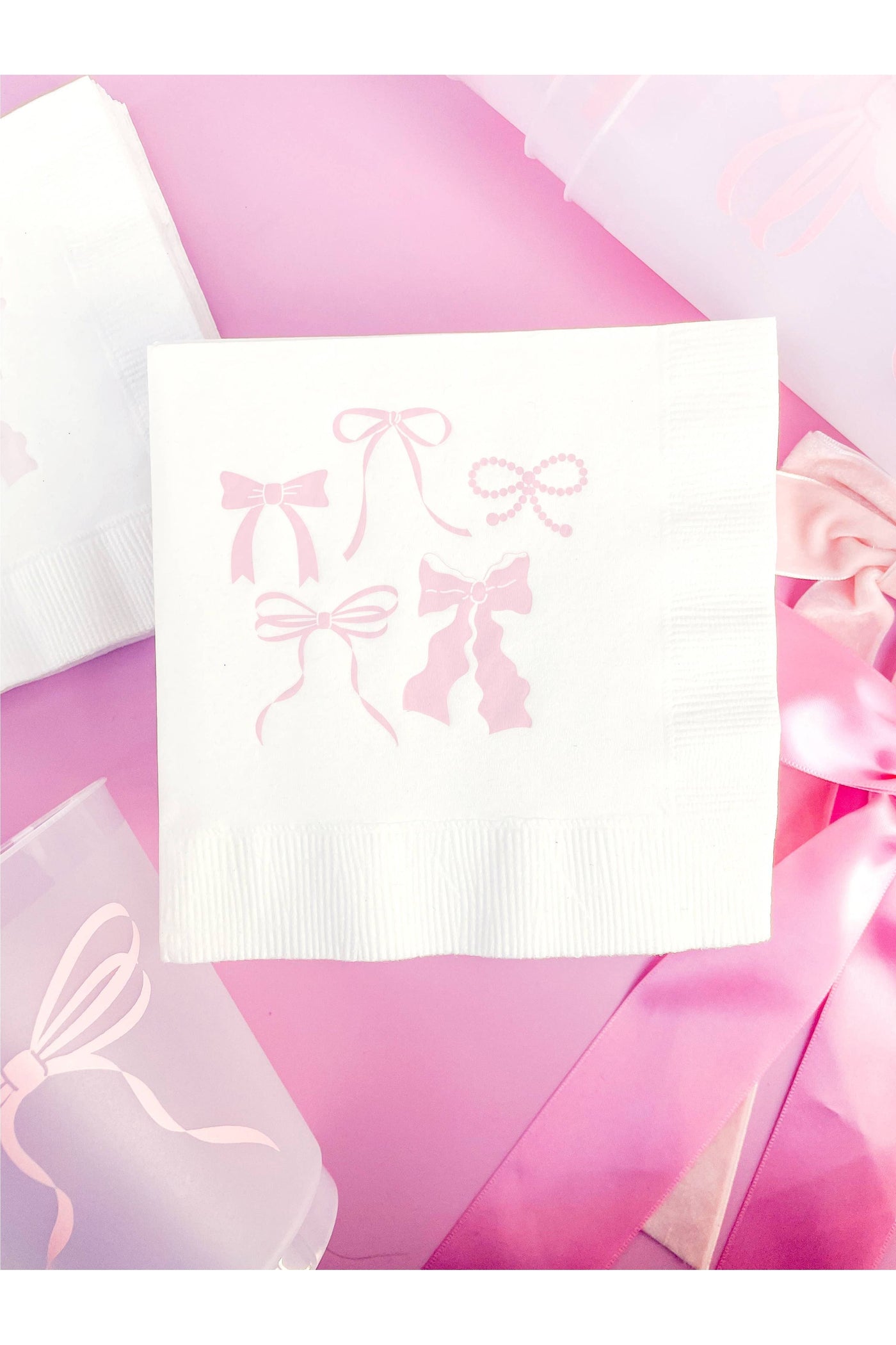 Pink Bow Cocktail Napkins