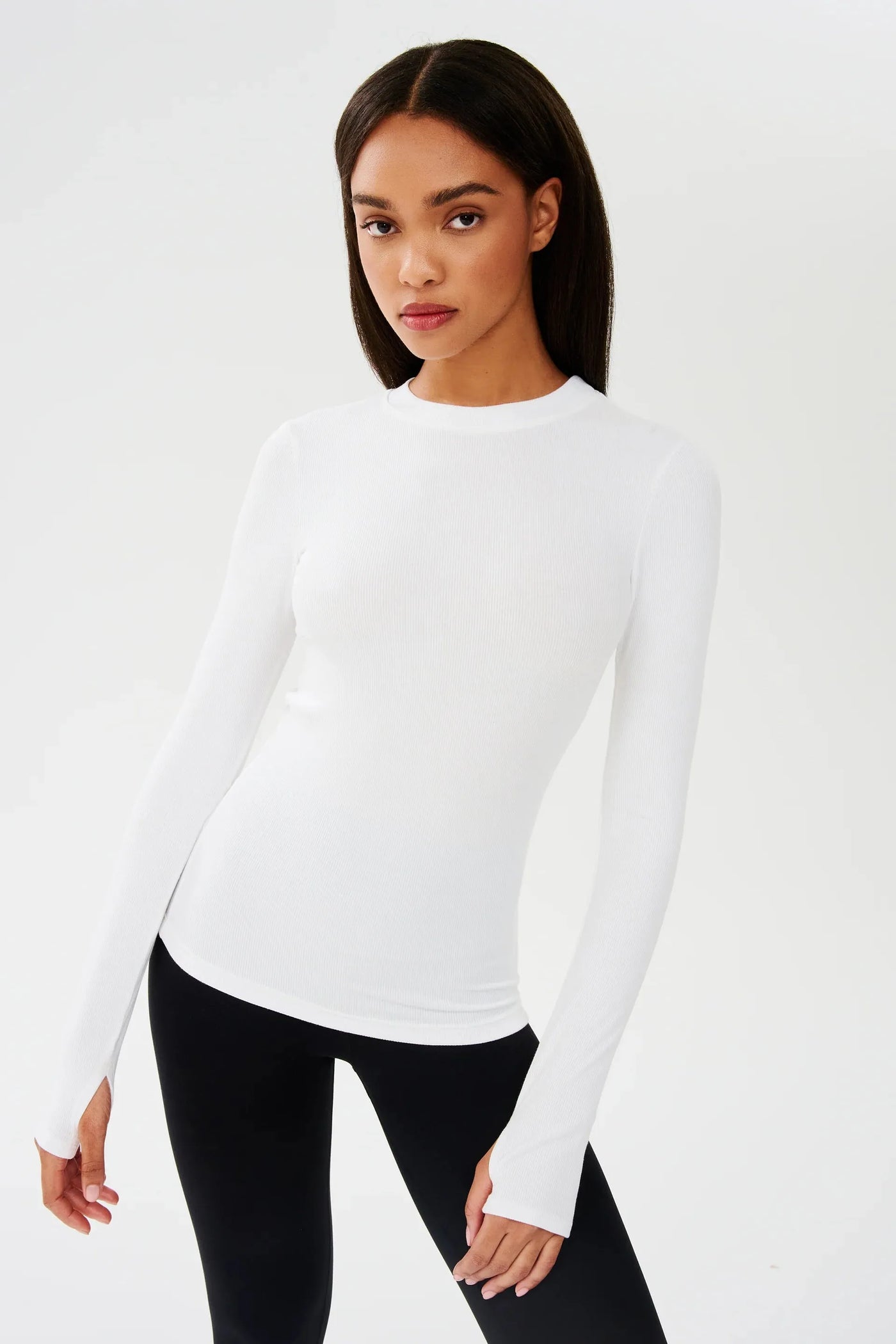 Louise Ribbed Top-White