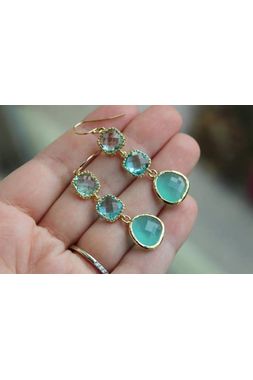 Mint Blue Aquamarine Earrings