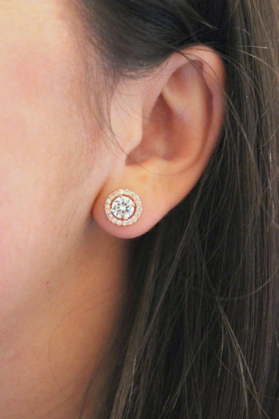 Crystal Round Stud Earrings: Gold