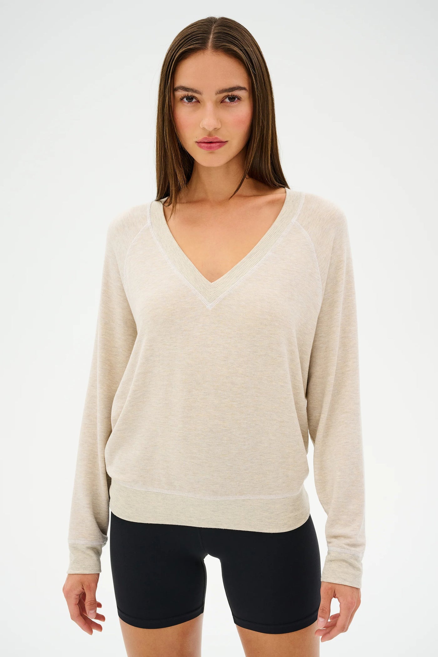 Bennie Fleece V-Neck-Oatmeal