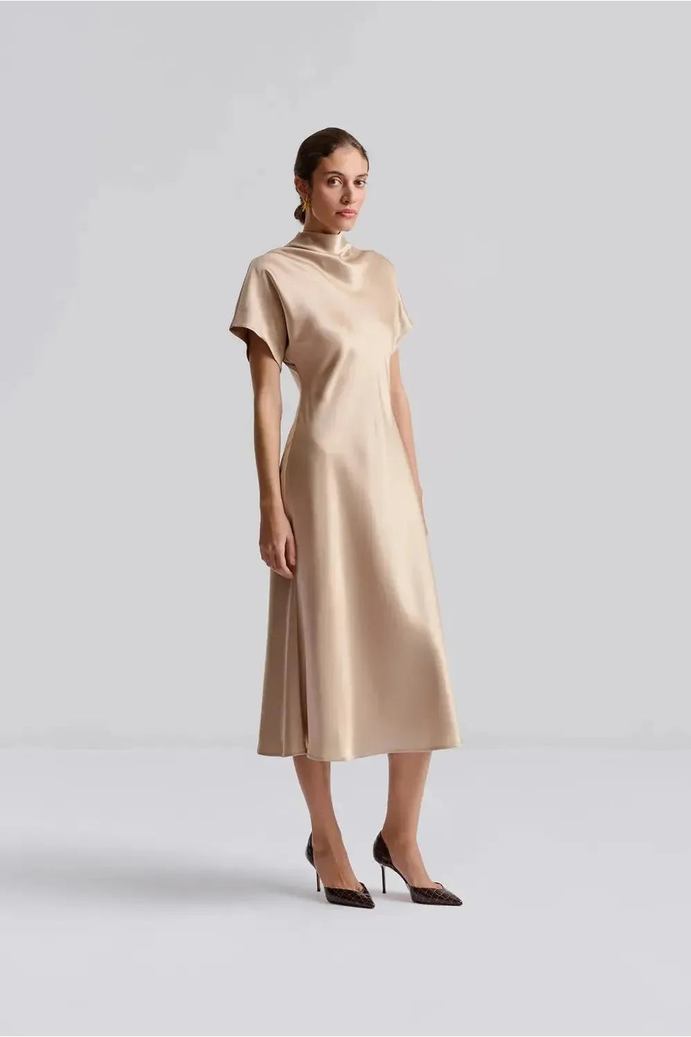 Alivia Midi Dress-Champagne