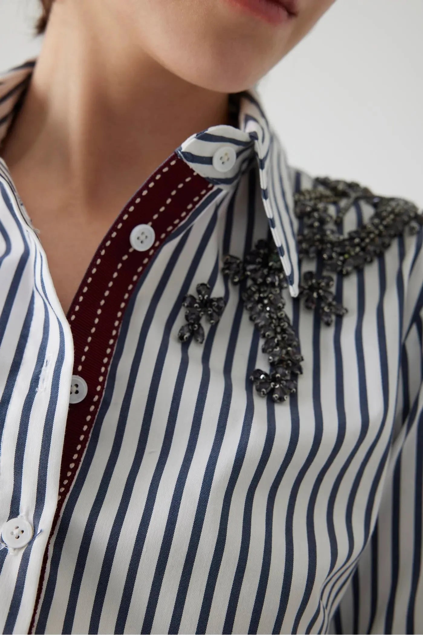 Albina Stripe Shirt with Embellishment