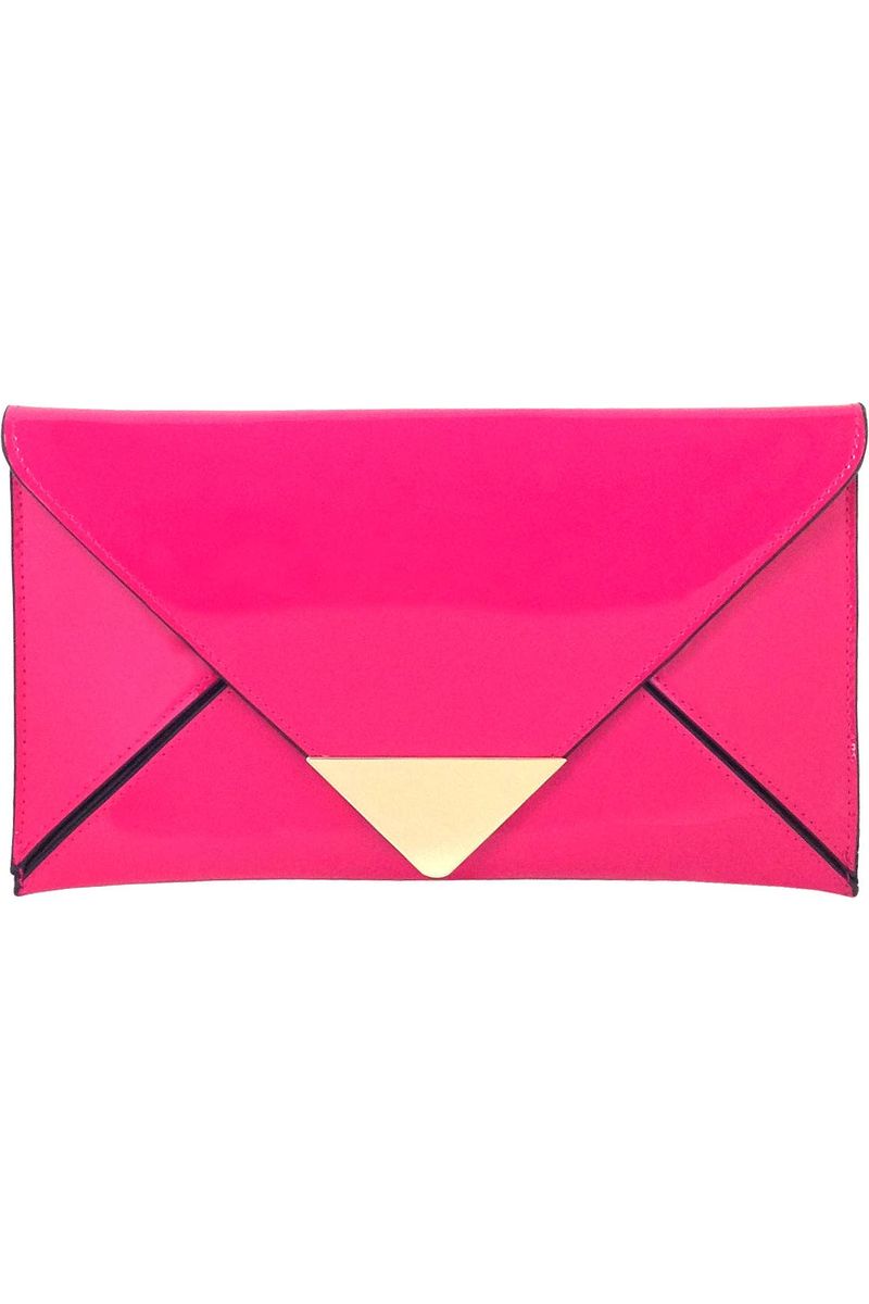 Fuchsia Patent Envelope Clutch