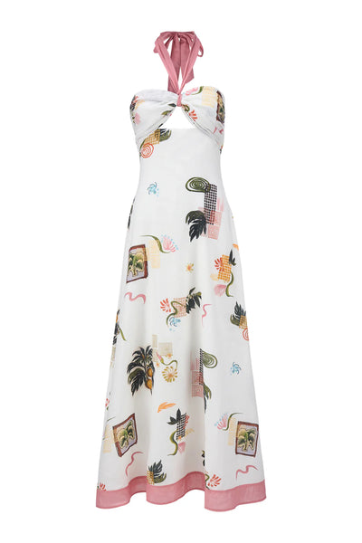 Hallie Dress-White/Pink