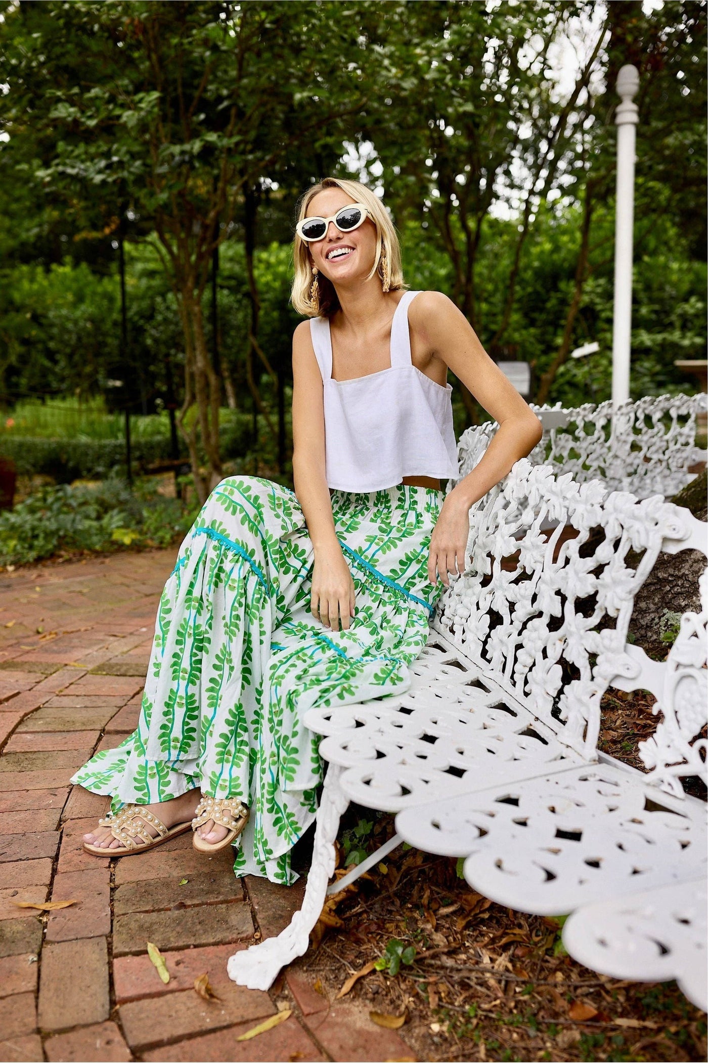 Brooks Avenue - Triple Tiered Maxi Skirt - Palm Leaf