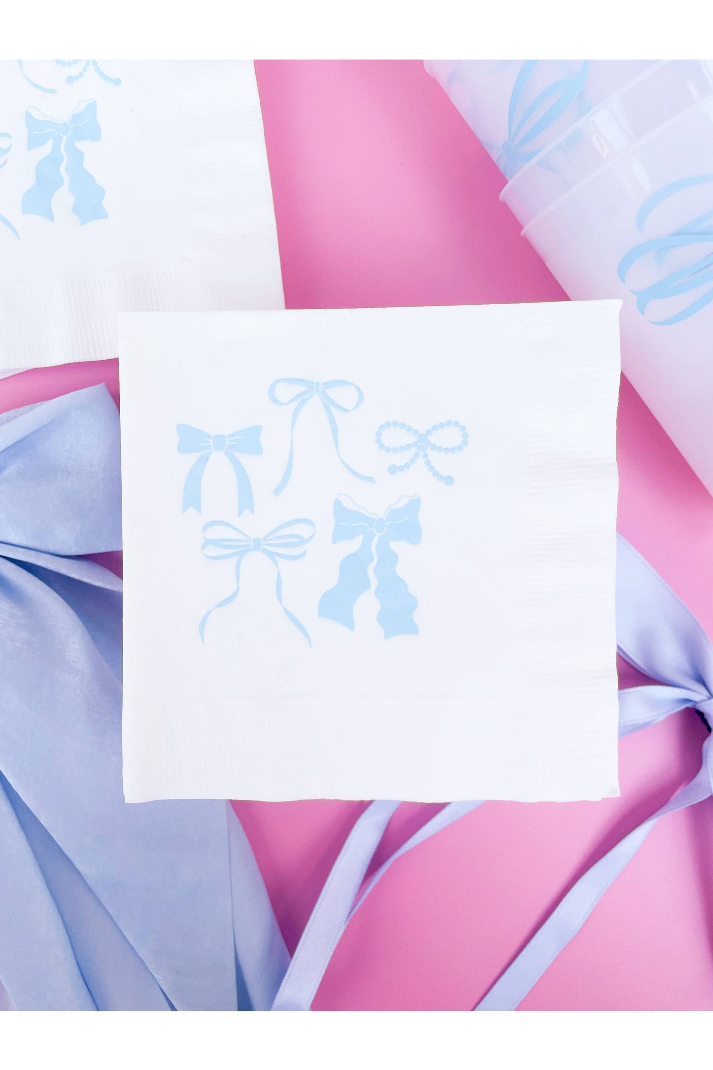 Blue Bows Napkins - Set of 20