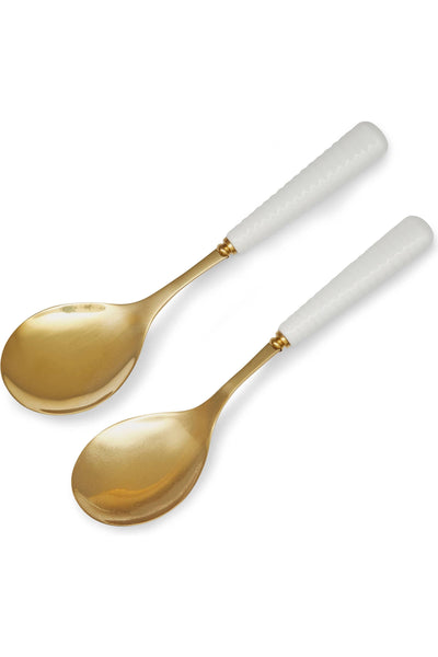 White and Gold Salad Servers