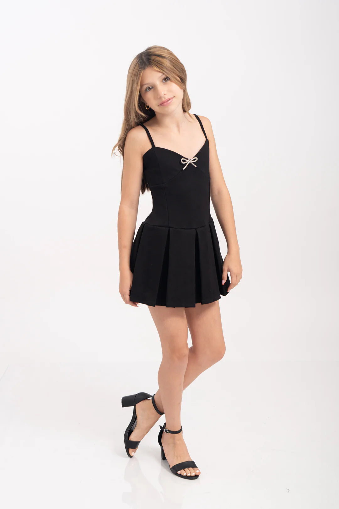 Samantha Skater Rhinestone Bow Dress Girls