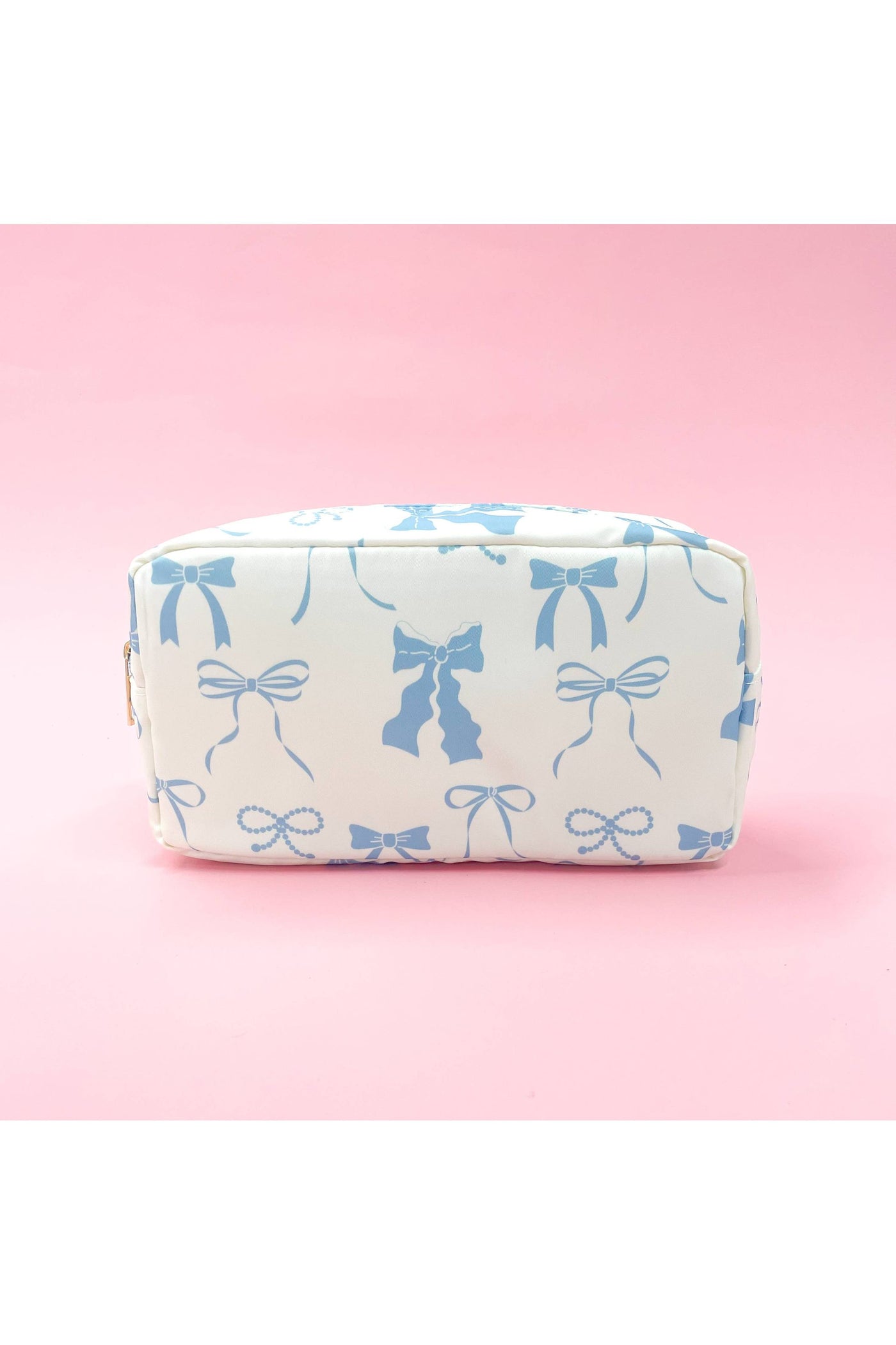 Blue Bows Nylon Cosmetic Zipper Bag