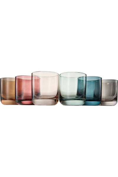 Muted Color Old-Fashioned Drinking Glasses S/6