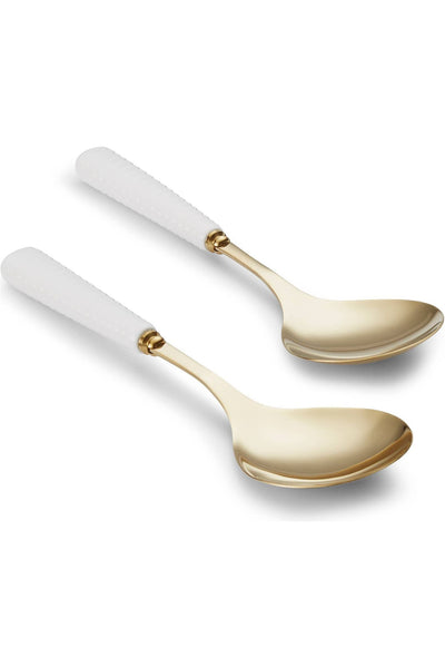 White and Gold Salad Servers