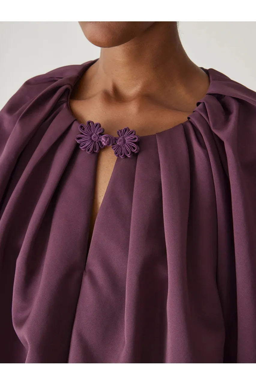 Sateen Bubble Top-Plum