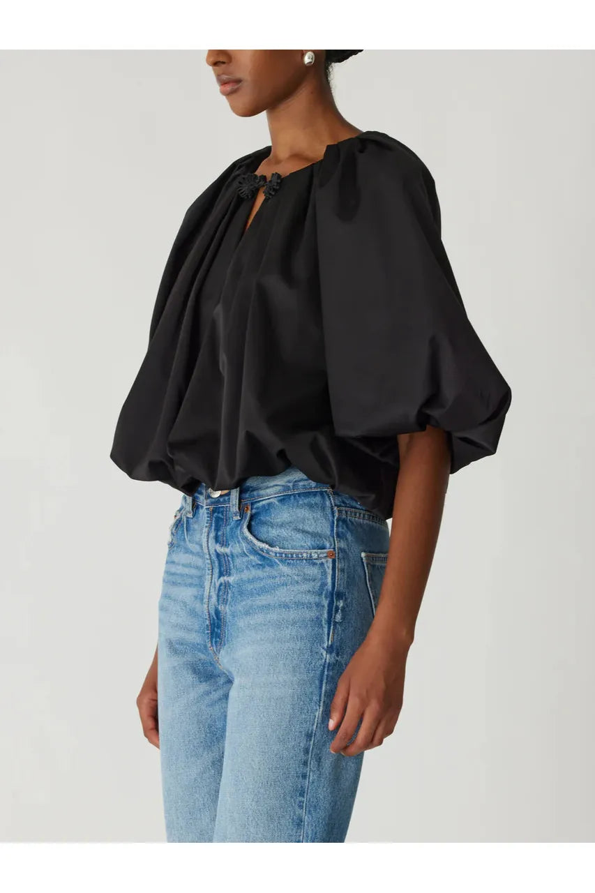 Techy Sateen Top-Black