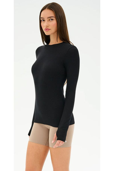 Louise Ribbed Top-Black