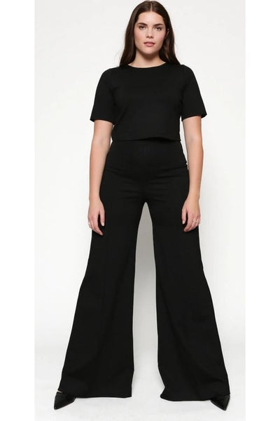 Black Ponte Wide Leg Pants