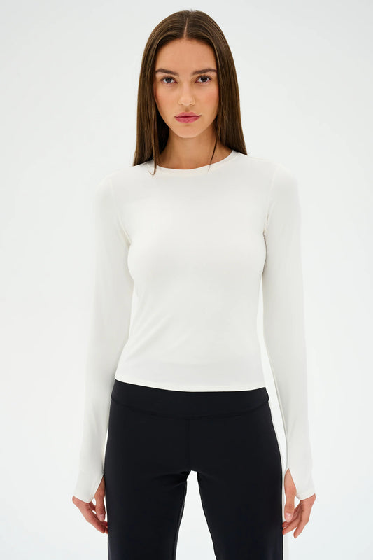 Airweight Long Sleeve Crop-White