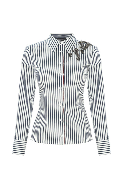 Albina Stripe Shirt with Embellishment