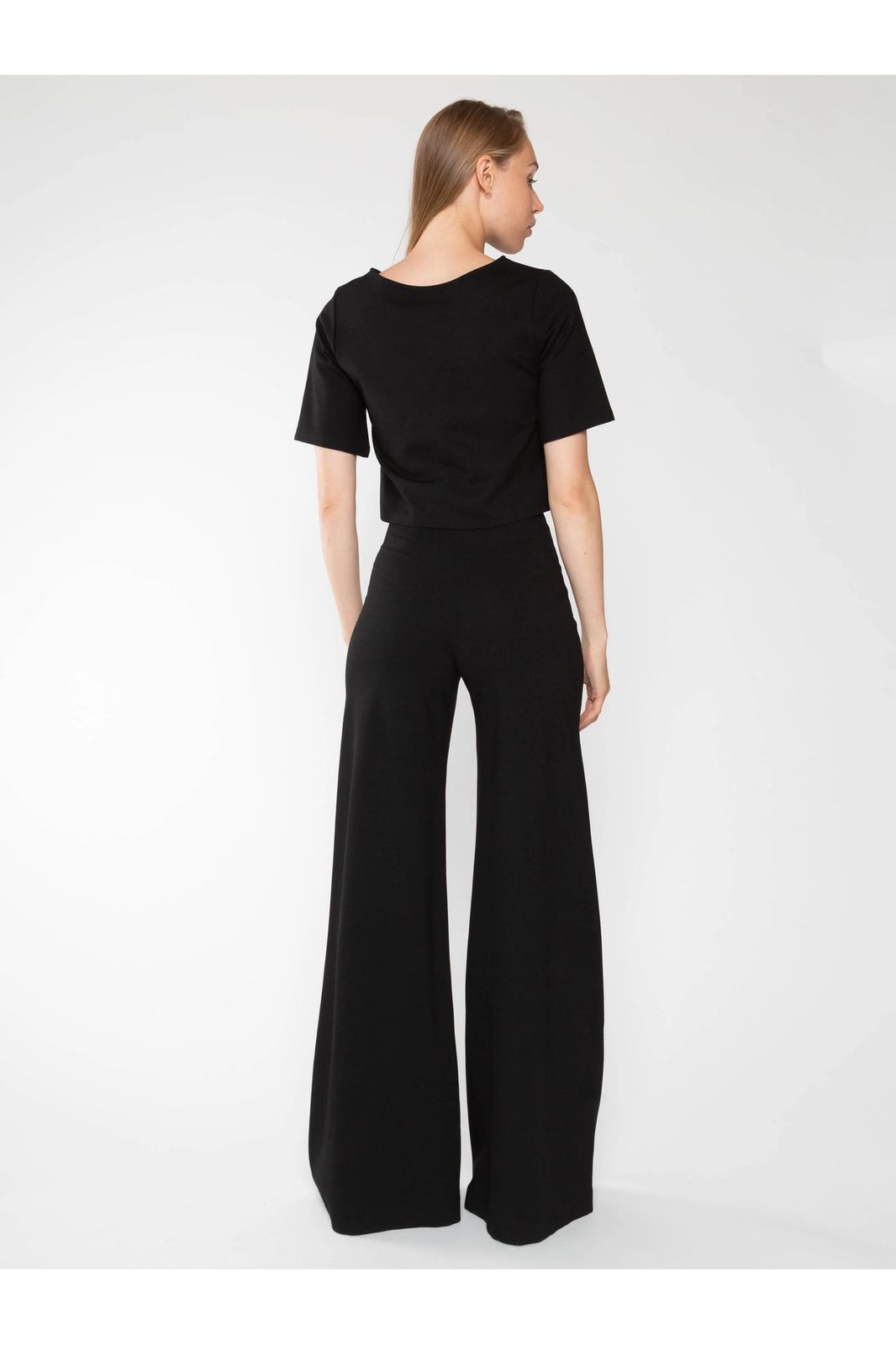 Black Ponte Wide Leg Pants