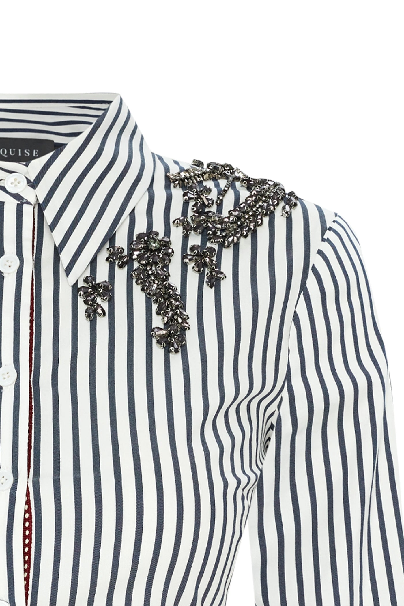 Albina Stripe Shirt with Embellishment