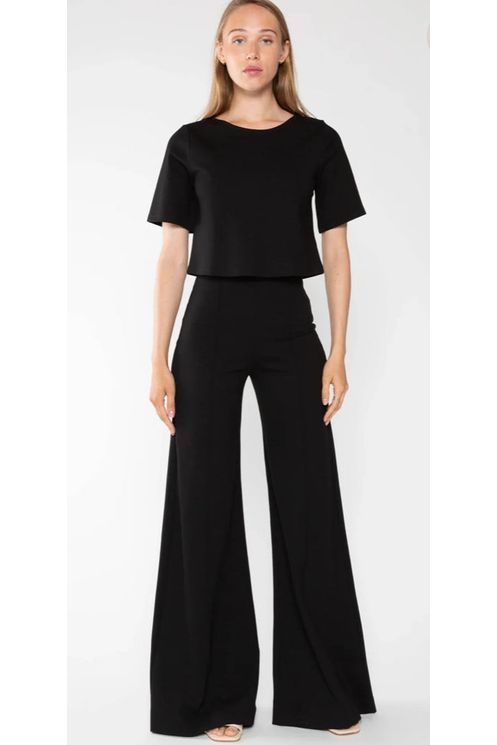 Black Ponte Wide Leg Pants