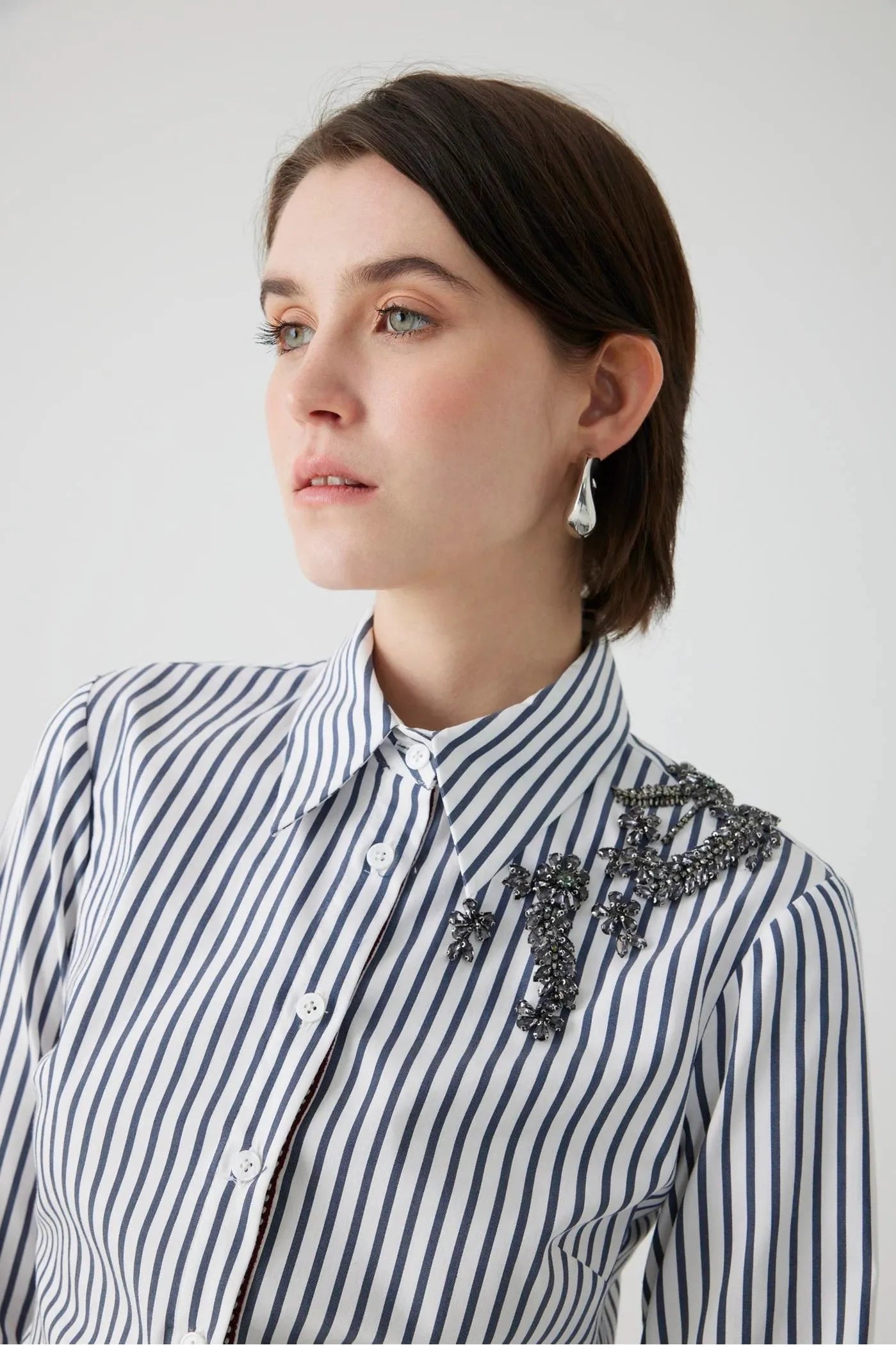 Albina Stripe Shirt with Embellishment