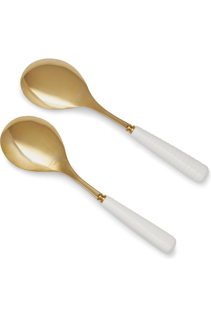 White and Gold Salad Servers