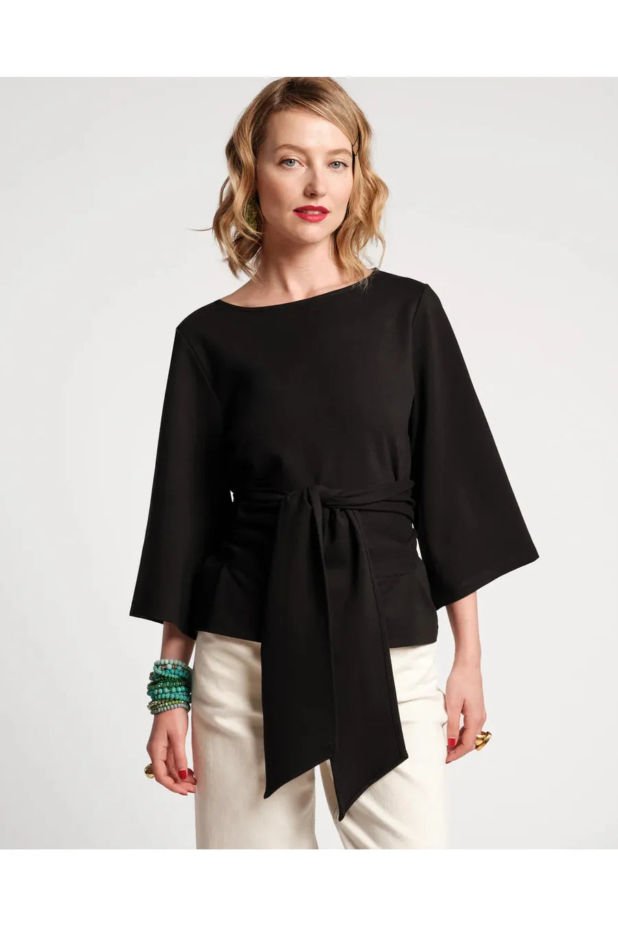 Whitney Wrap Top-Black