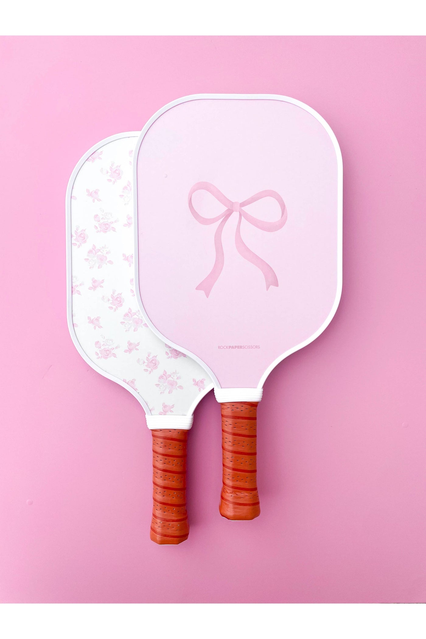 Rock Paper Scissors - Coquette Pink Bow Floral Pickleball Paddle