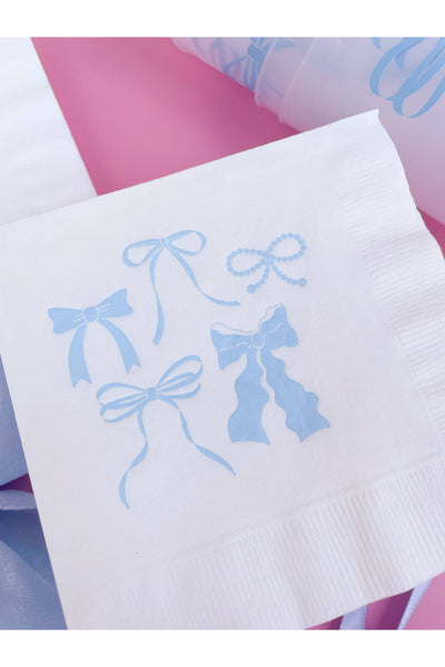 Blue Bows Napkins - Set of 20