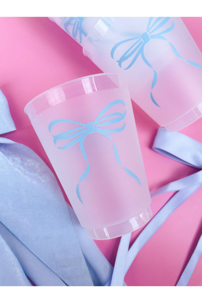 Blue Bow Frosted Cups-S/6