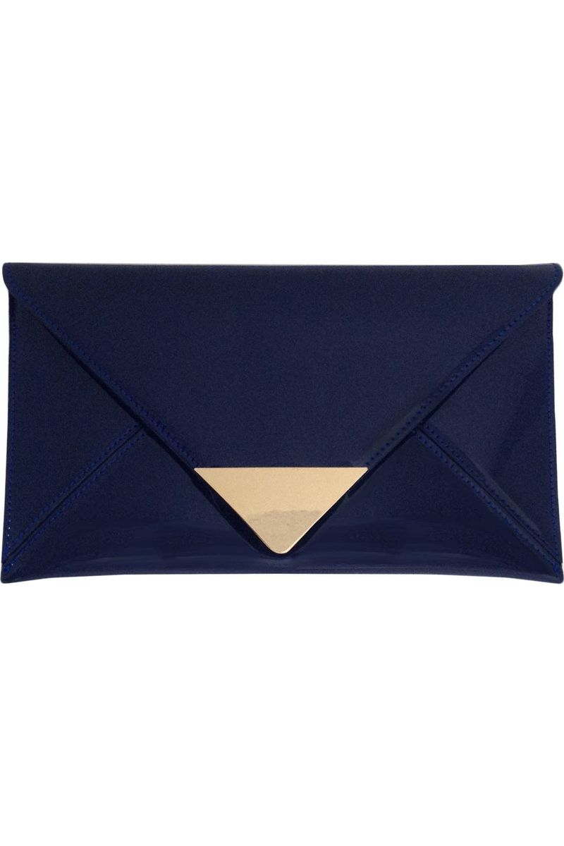 Navy Patent Envelope Clutch