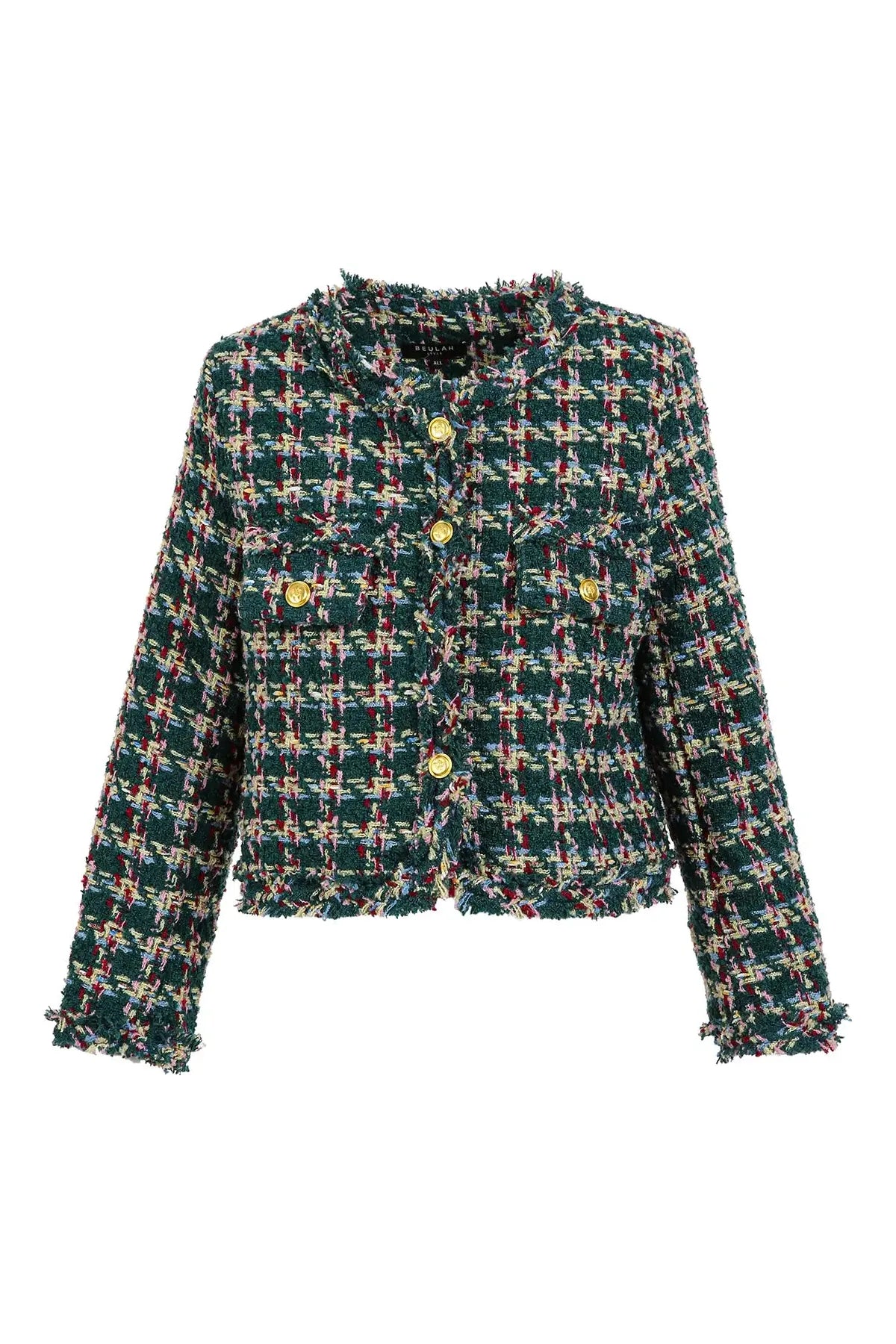 Green Tweed Cropped Blazer