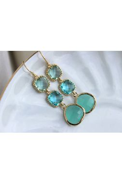 Mint Blue Aquamarine Earrings